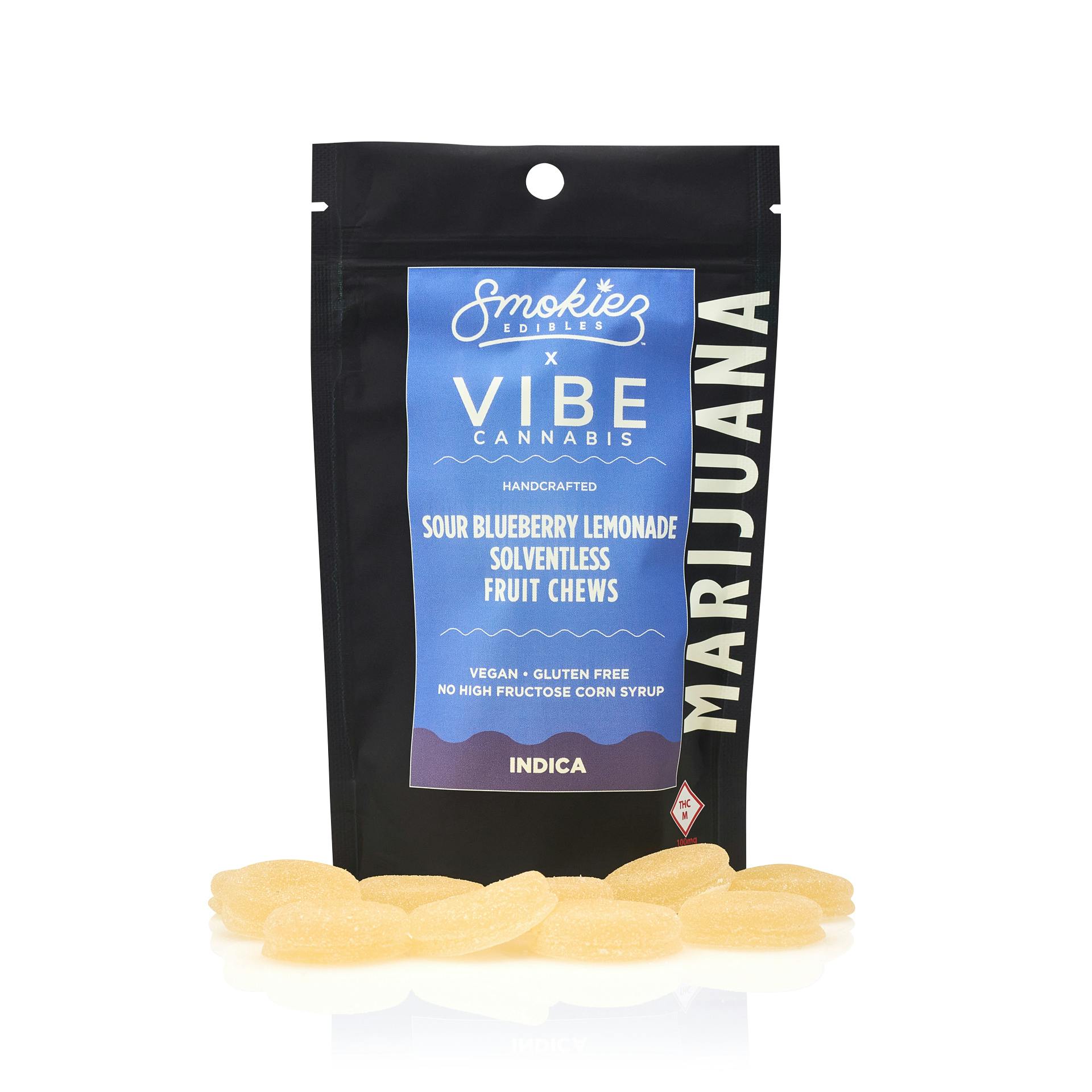 Smokiez x Vibe Cannabis Sour Blueberry Lemonade Solventless Fruit Chews (100mg)