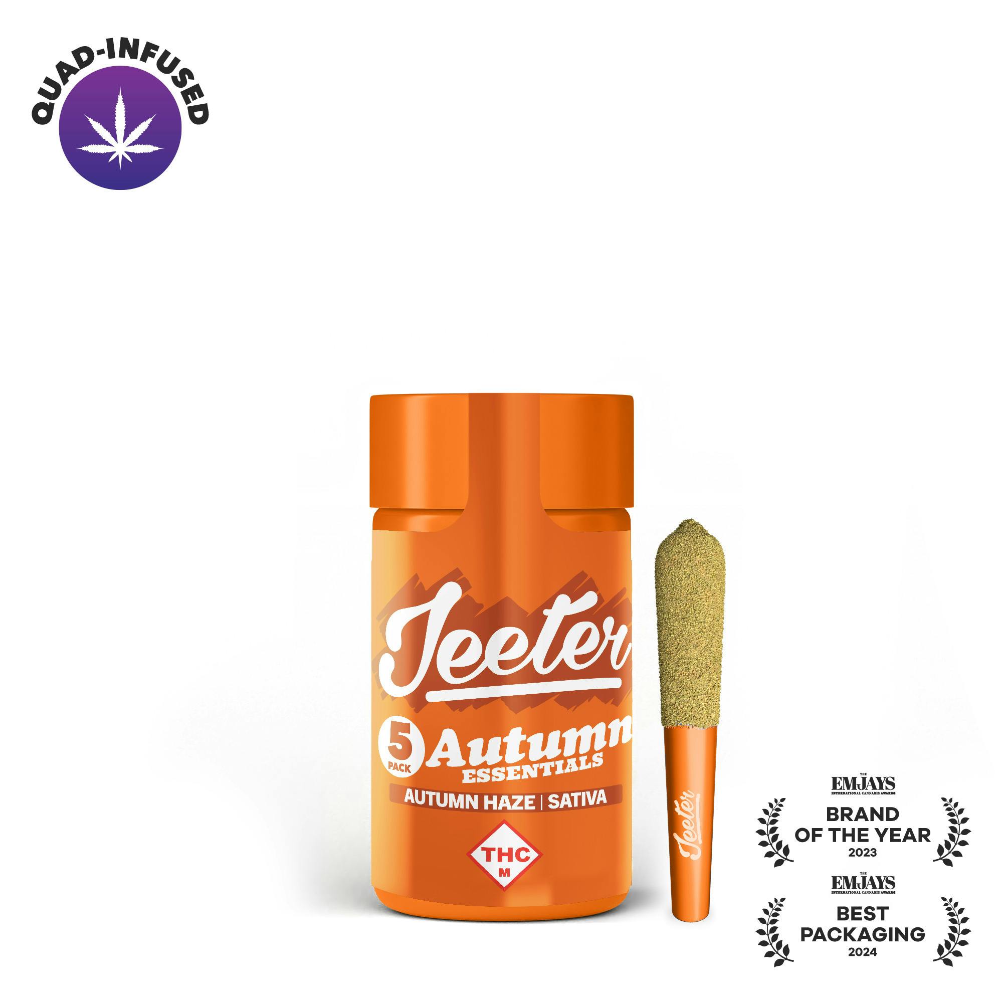Jeeter: Quad Infused Pre-Roll Pack | Autumn Haze | Baby Jeeter | 0.5g ea | 5pk