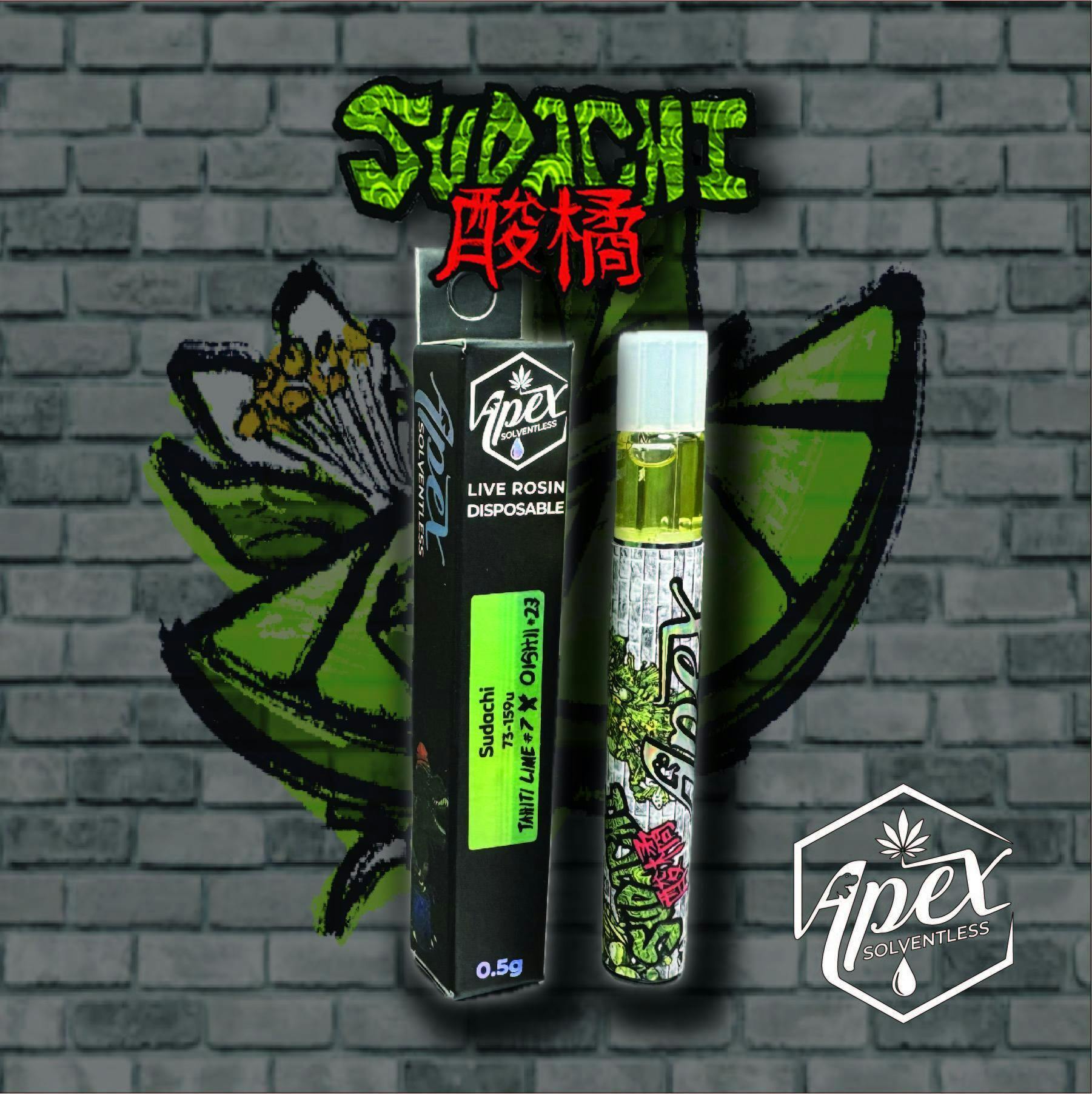 Apex Solventless | 0.5g Live Rosin O2 Disposable | Sudachi #4