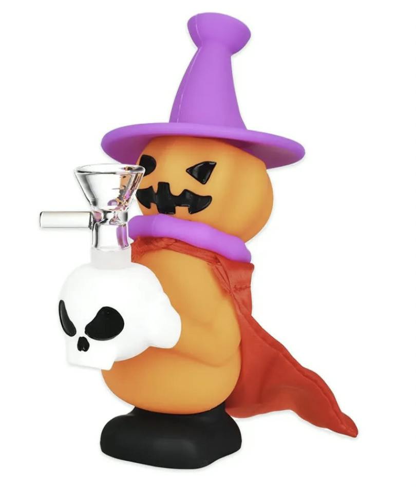 Pumpkin Witch - Silicone Water Pipe 6.5"
