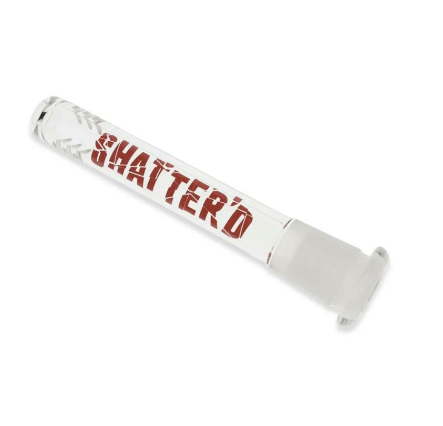Shatter'd Glassworks- Red Horizontal Slit Diffused Downstem- 3.5"