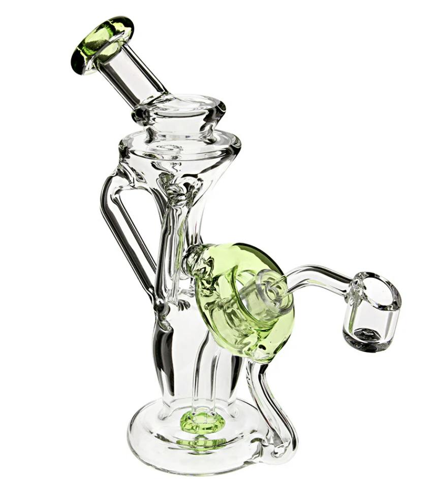 Plain Jane Glass- Donut Recycler Rig 6.5"- Green