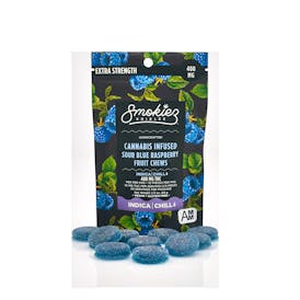Blue Raspberry Sour Indica Gummies - 400mg by Smokiez