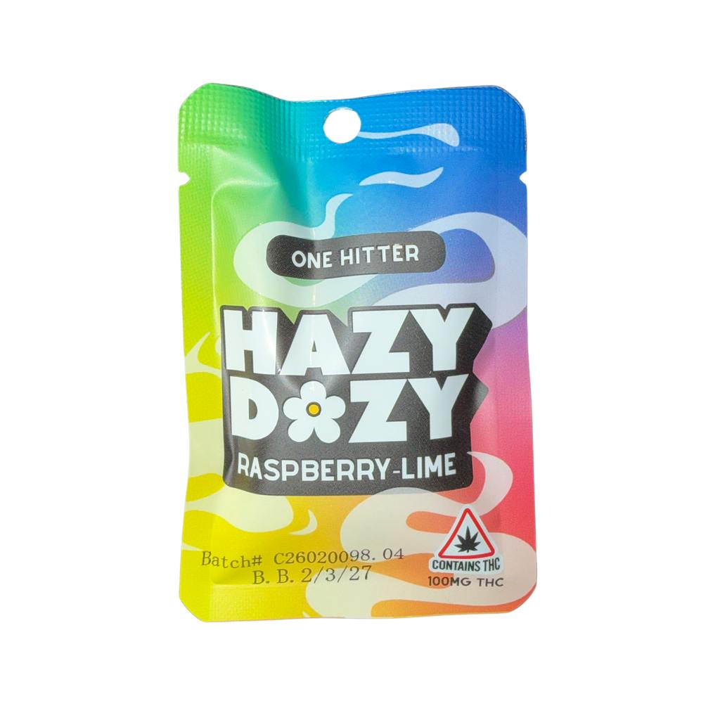 King Custy's Kitchen Hazy Dazy 1 Hitter Raspberry-Lime Gummies 100mg at American ReLeaf