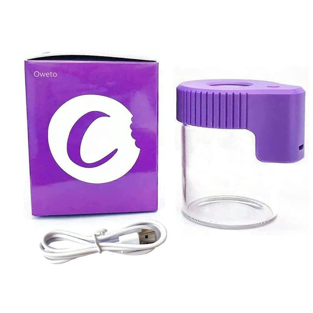 GLASS STORAGE JAR PURPLE W MAGNIFYING