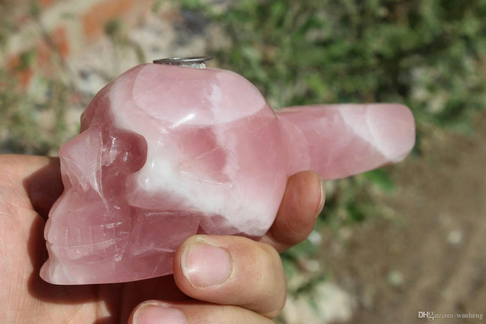 ROSE QUARTZ CRYSTAL SKULL PIPE