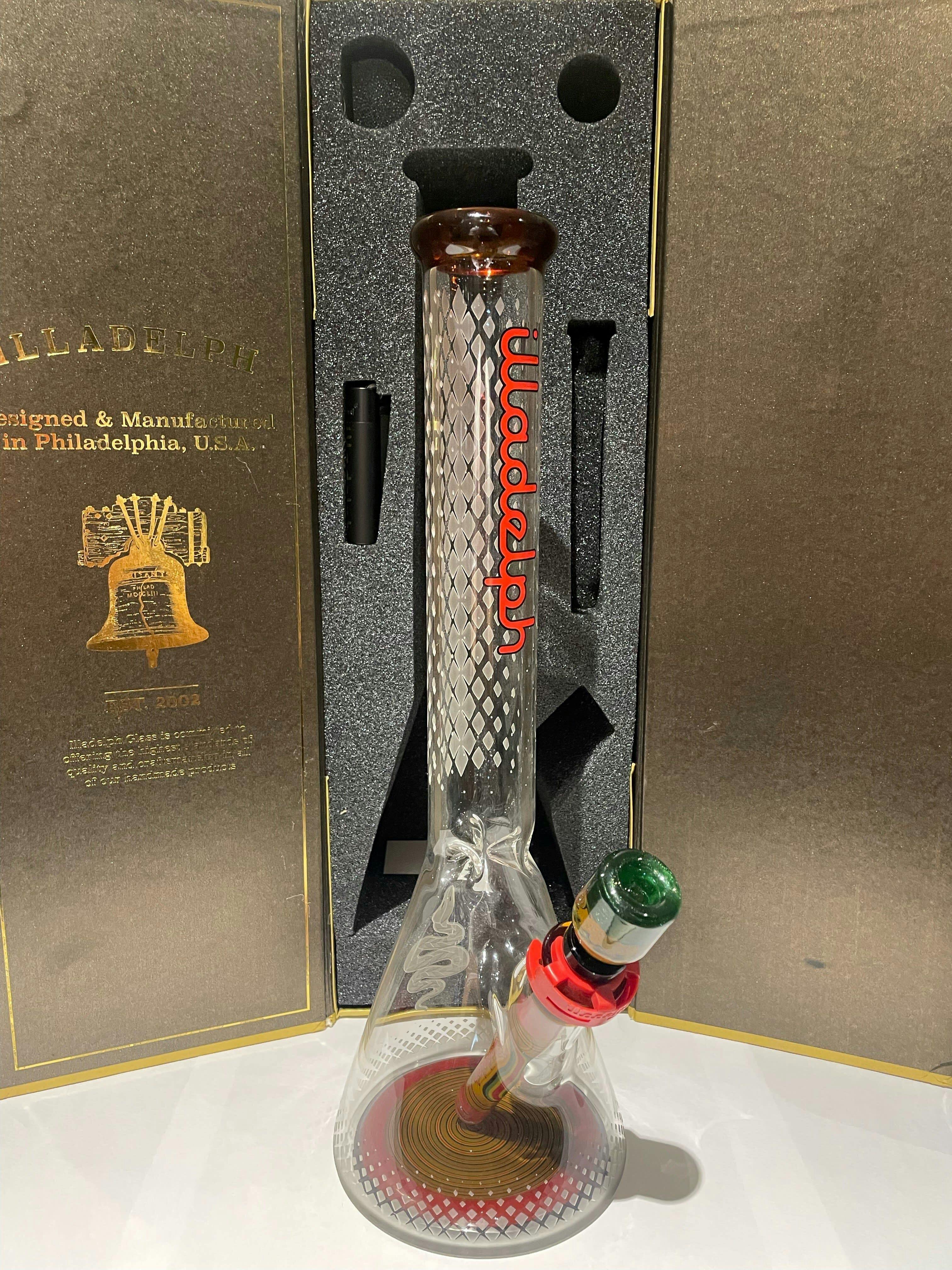 ILLADELPH CUSTUM SHOW PIECE RASTA SNAKES FROSTED GLASS BEAKER BASE