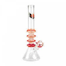 Red Eye Glass Sparkle Liquid Tube Bong - Ice Catcher Water Pipe