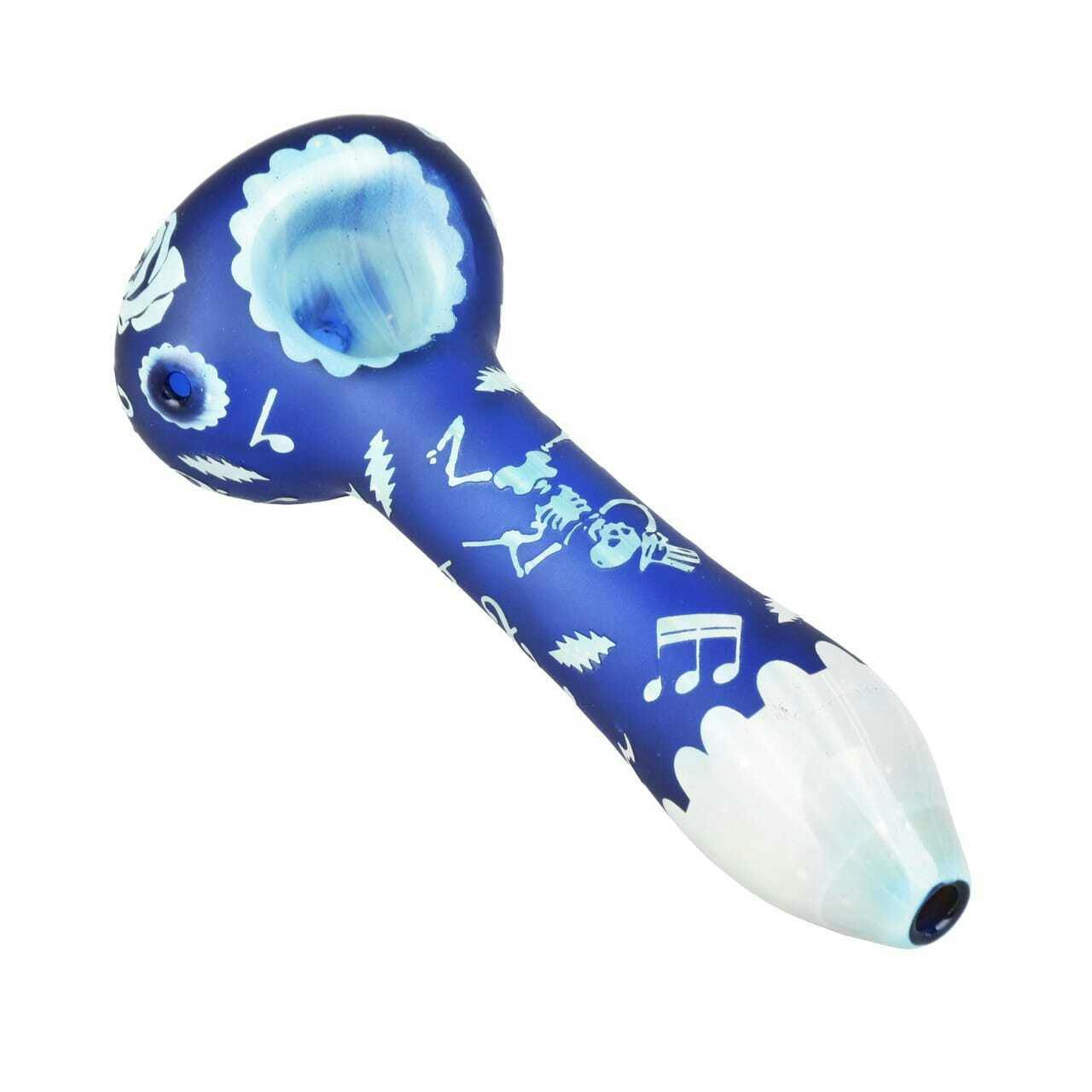 Grateful Dead x Pulsar Ethereal Music Etched Spoon Pipe - 4.75" / Blue
