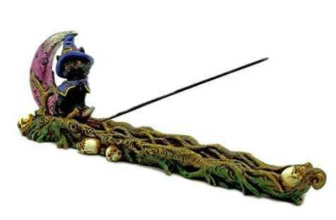 Black Magic Cat Polyresin Incense Burner - 11.5"
