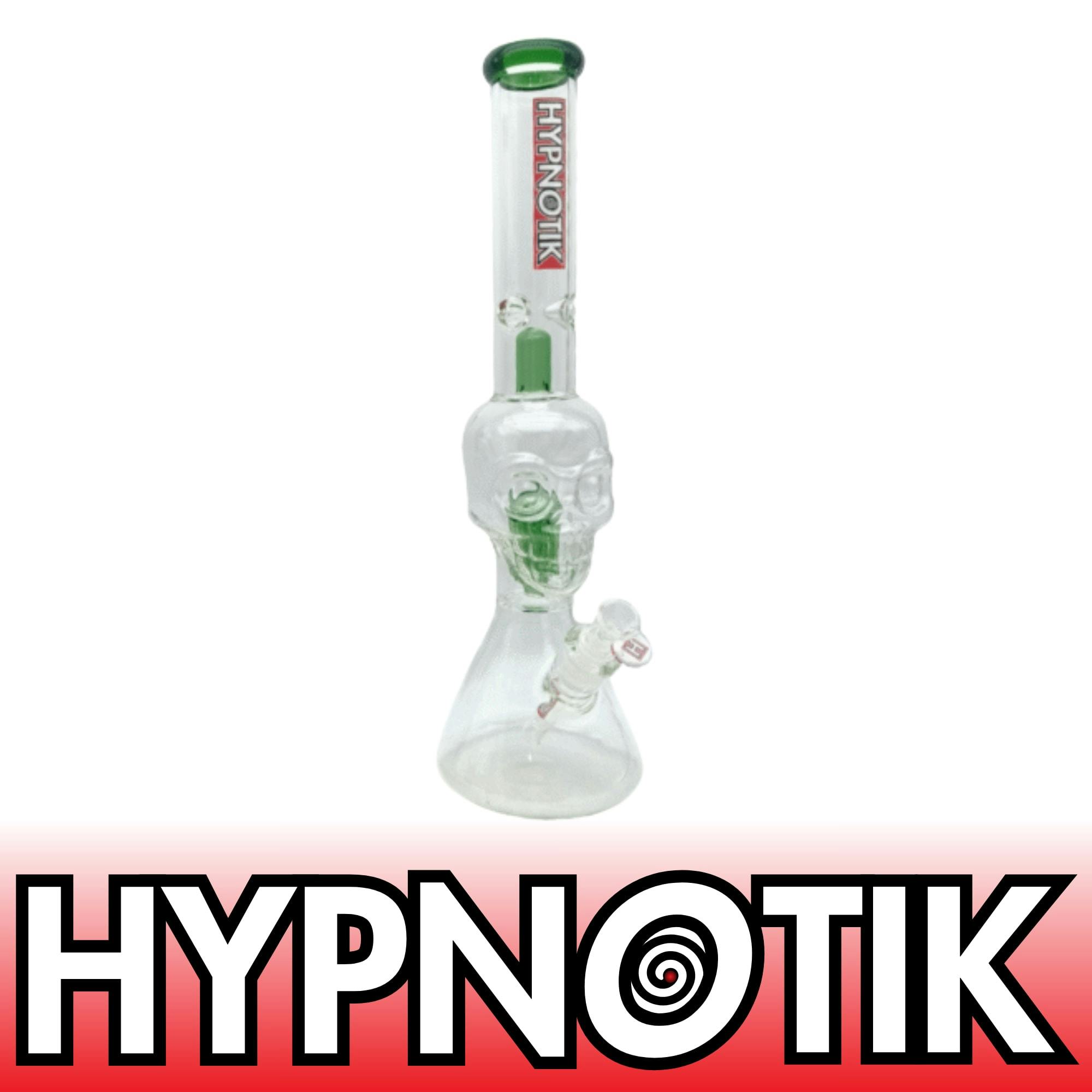 HYPNOTIK 18 INCH BEAKER BONG WITH SKULL SHAPED PERK AND SPLASH GUARD