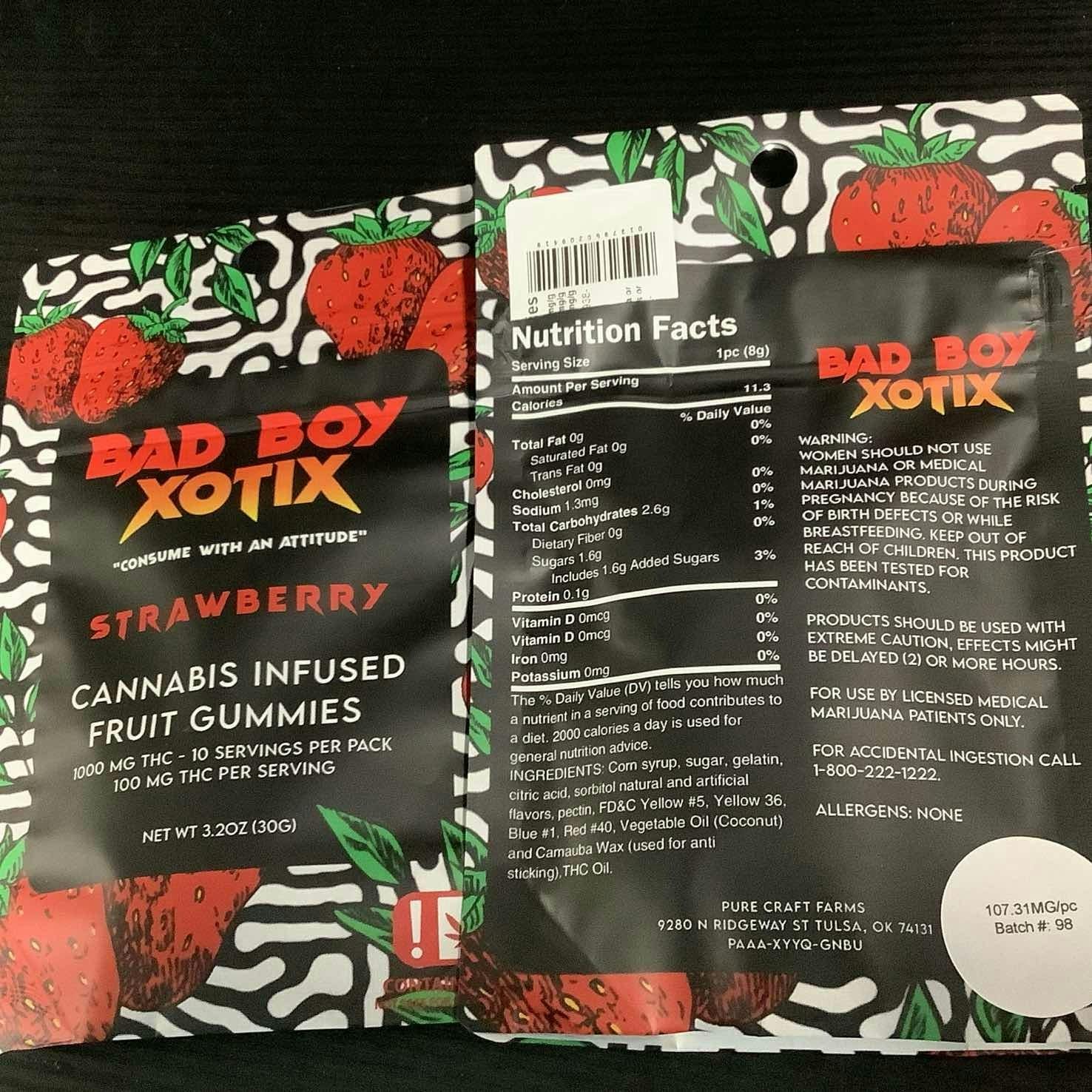 Bad Boy Xotix - 1000mg Strawberry Gummies