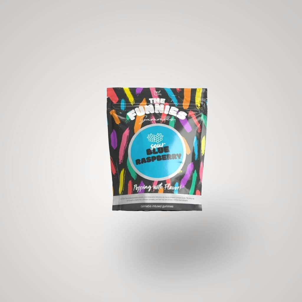 The Funnies -- Sour Blue Raspberry -- Super Funny Gummy 1 Pack -- 100mg | The Funnies Gummies - S...