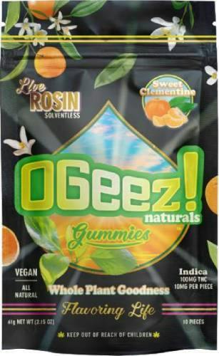 OGEEZ SWEET CLEMENTINE 10PK VEGAN SOLVENTLESS LIVE ROSIN GUMMIES 100MG