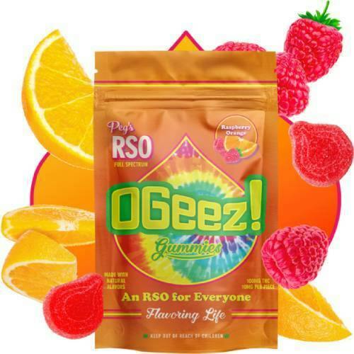 OGEEZ PEG'S RASPBERRY ORANGE 10PK RSO GUMMIES 100MG