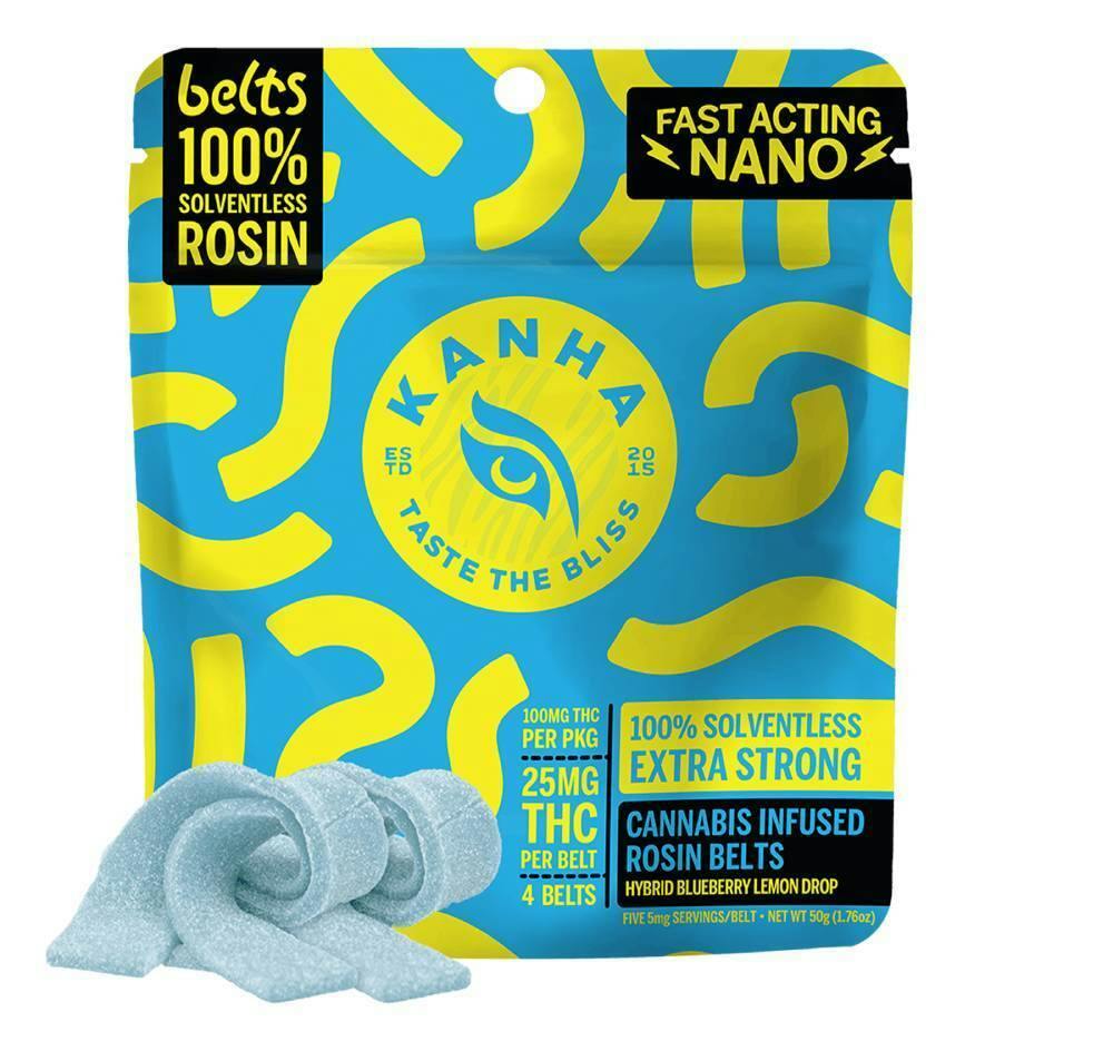 KANHA BLUEBERRY LEMON DROP SOLVENTLESS ROSIN BELTS 4PK 100MG