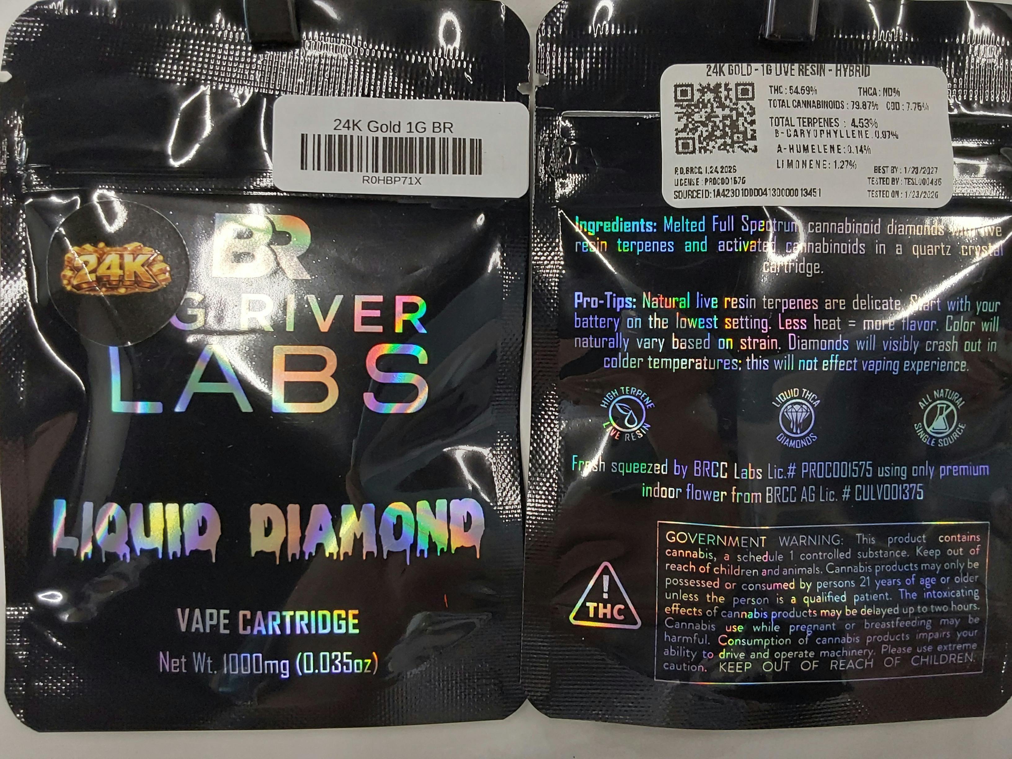 24K Gold | 1G Liquid Live Resin Cart | Big River