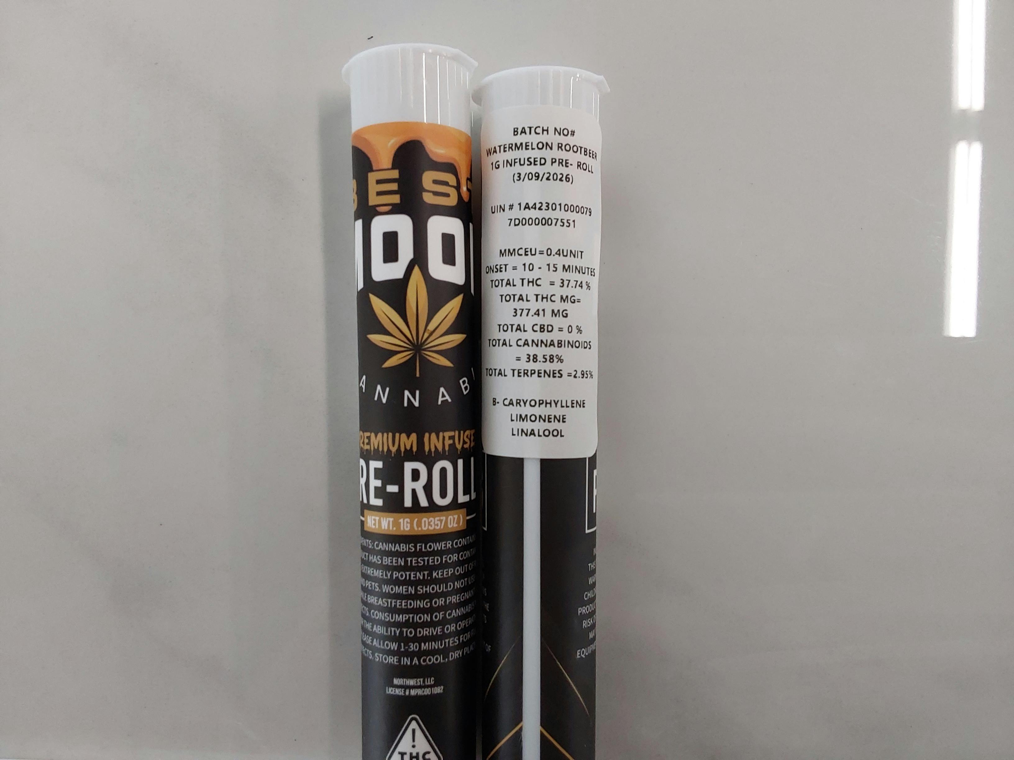 Watermelon Root Beer | 1G Infused Preroll | Best Mood at Geaux Green Medical Dispensary