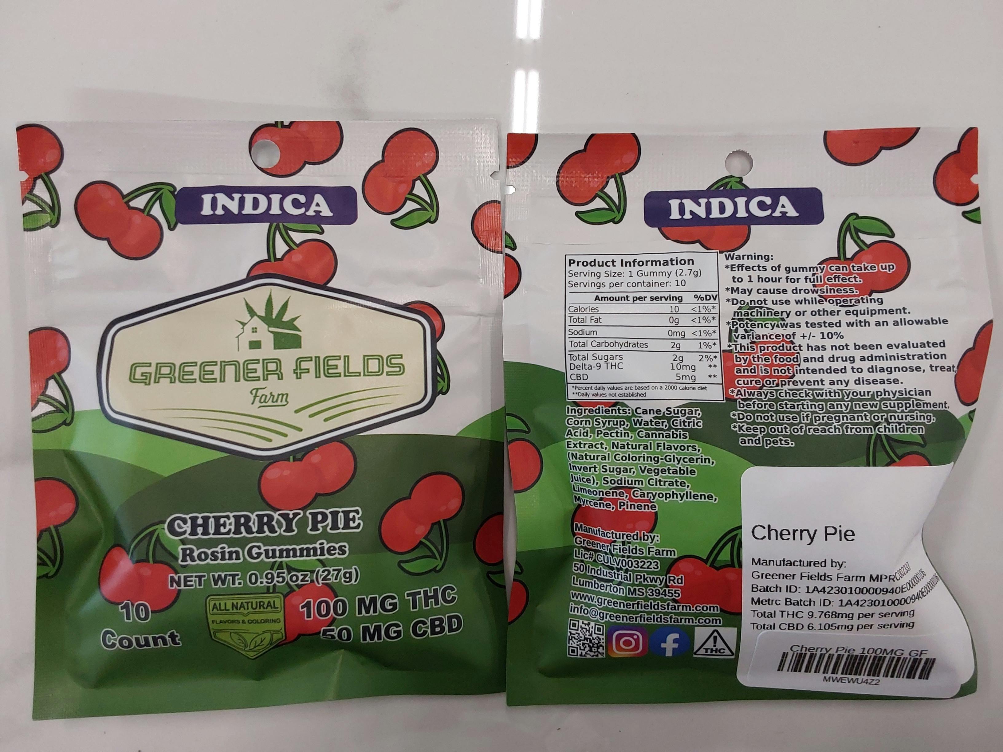 Cherry Pie | 100MG (10MG PCS) Gummy Bags | Greener Fields