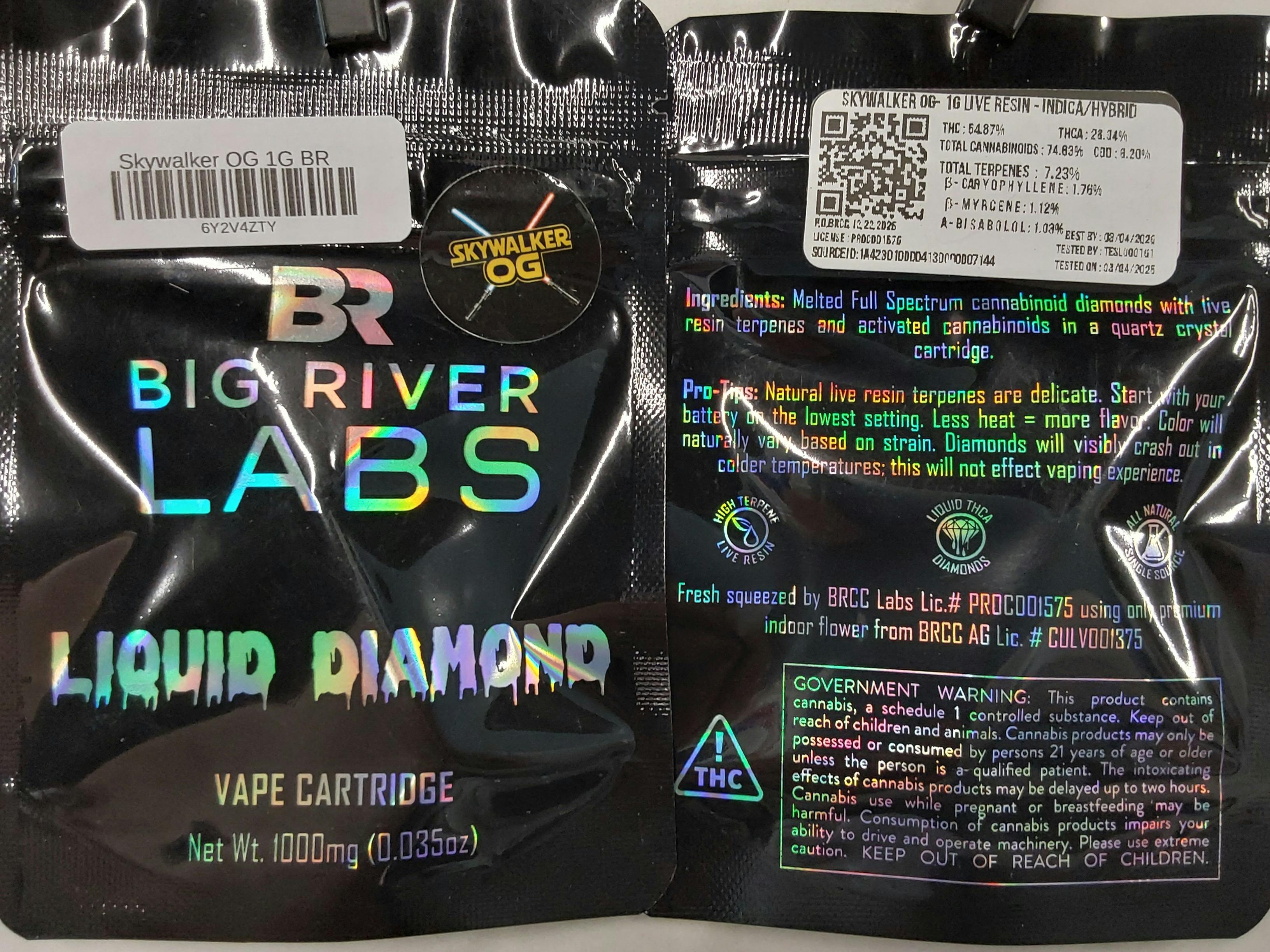 Skywalker OG | 1G Liquid THCA Live Resin Vape Cart | BRCC