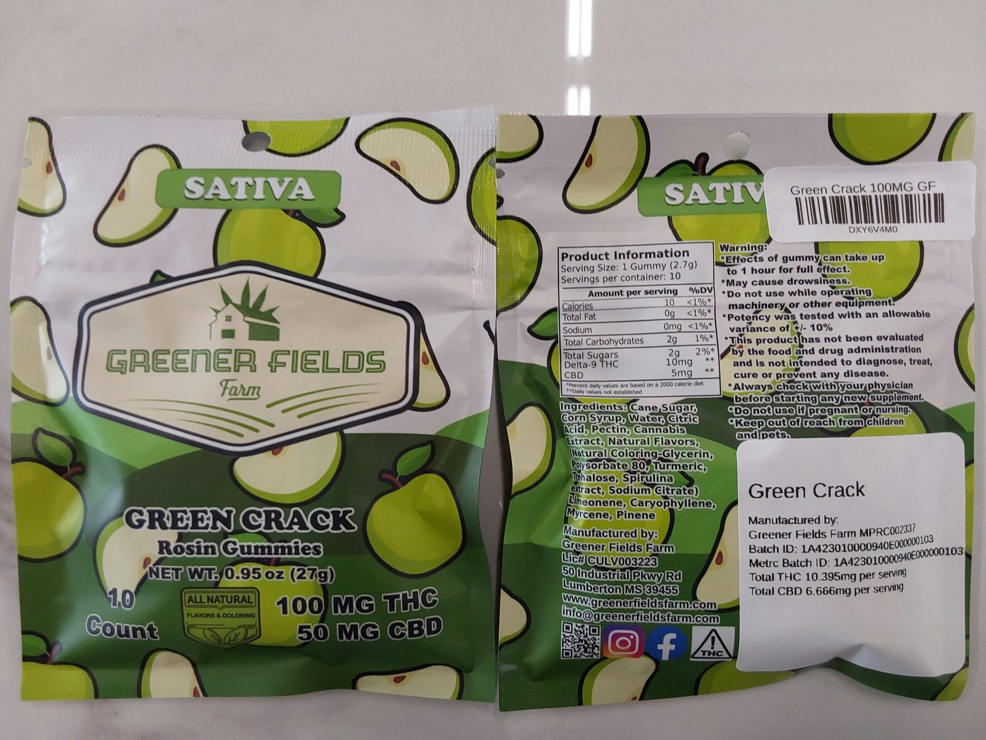 Green Crack | 100MG Gummies | Greener Fields