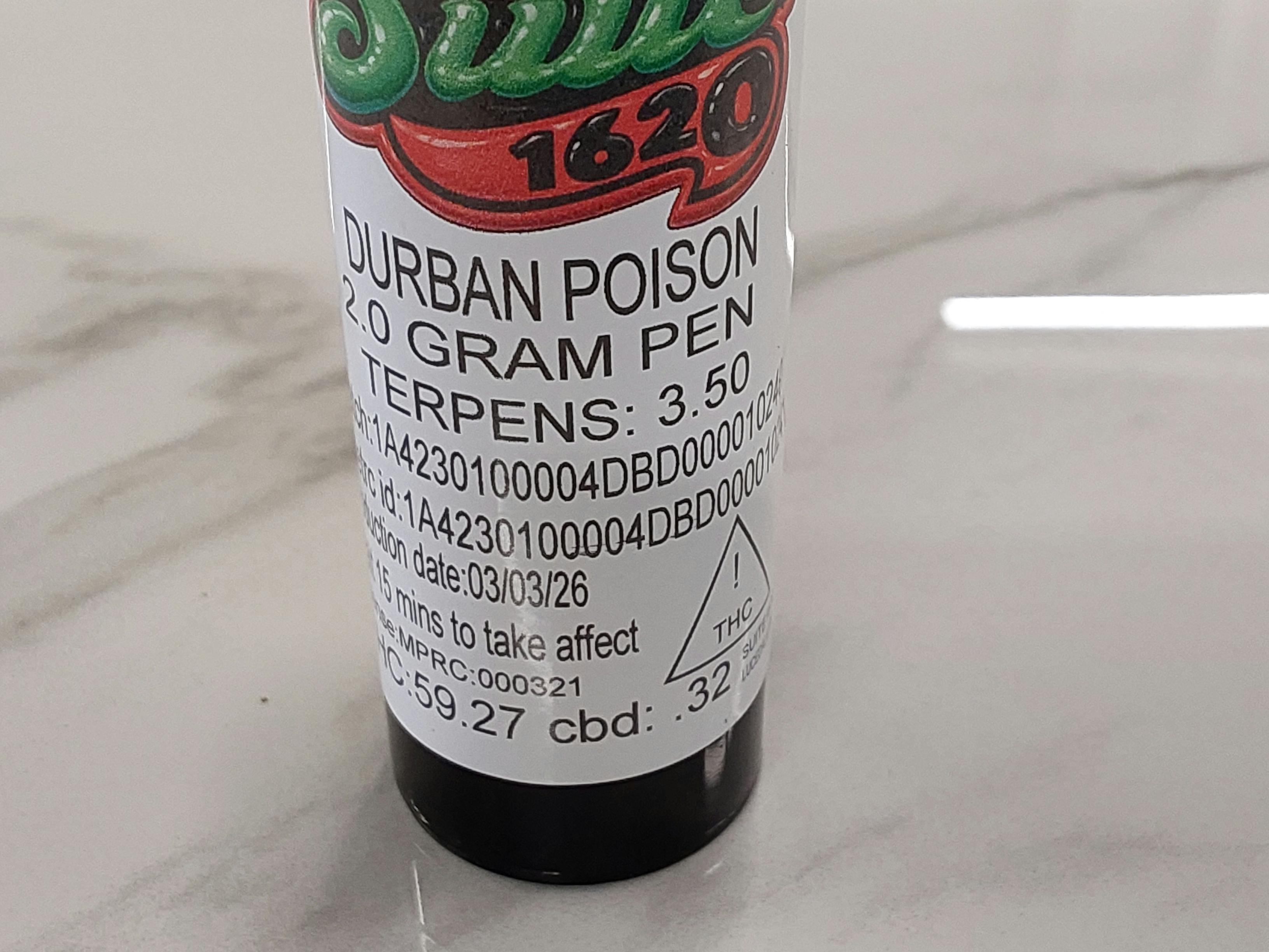 Durban Poison | 2G Disposable Vape Pen | Suite 1620