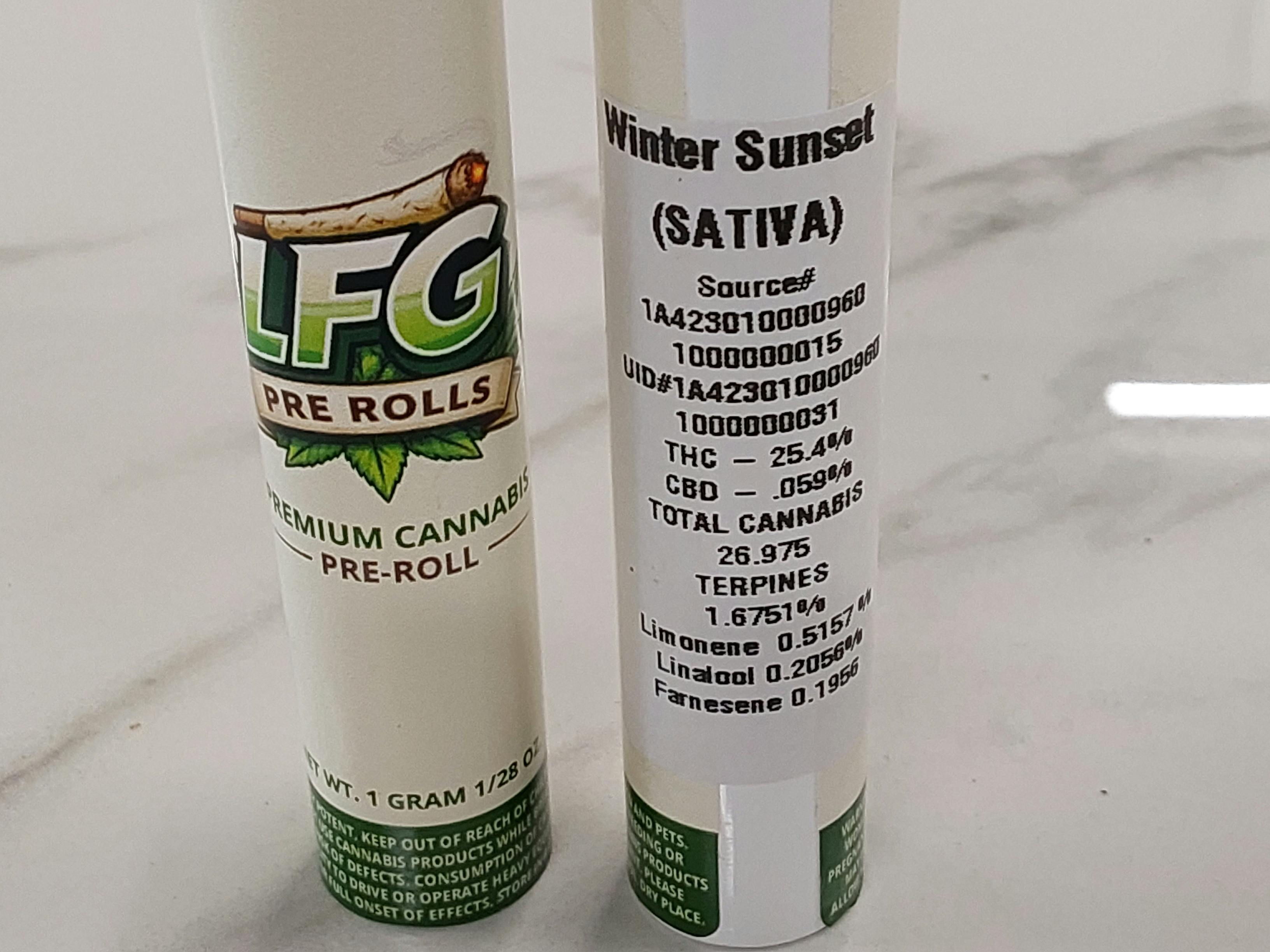 Winter Sunset | 1G (.05Gx2) Bad Ass Pre Rolls | LFG Technology at Geaux Green Medical Dispensary