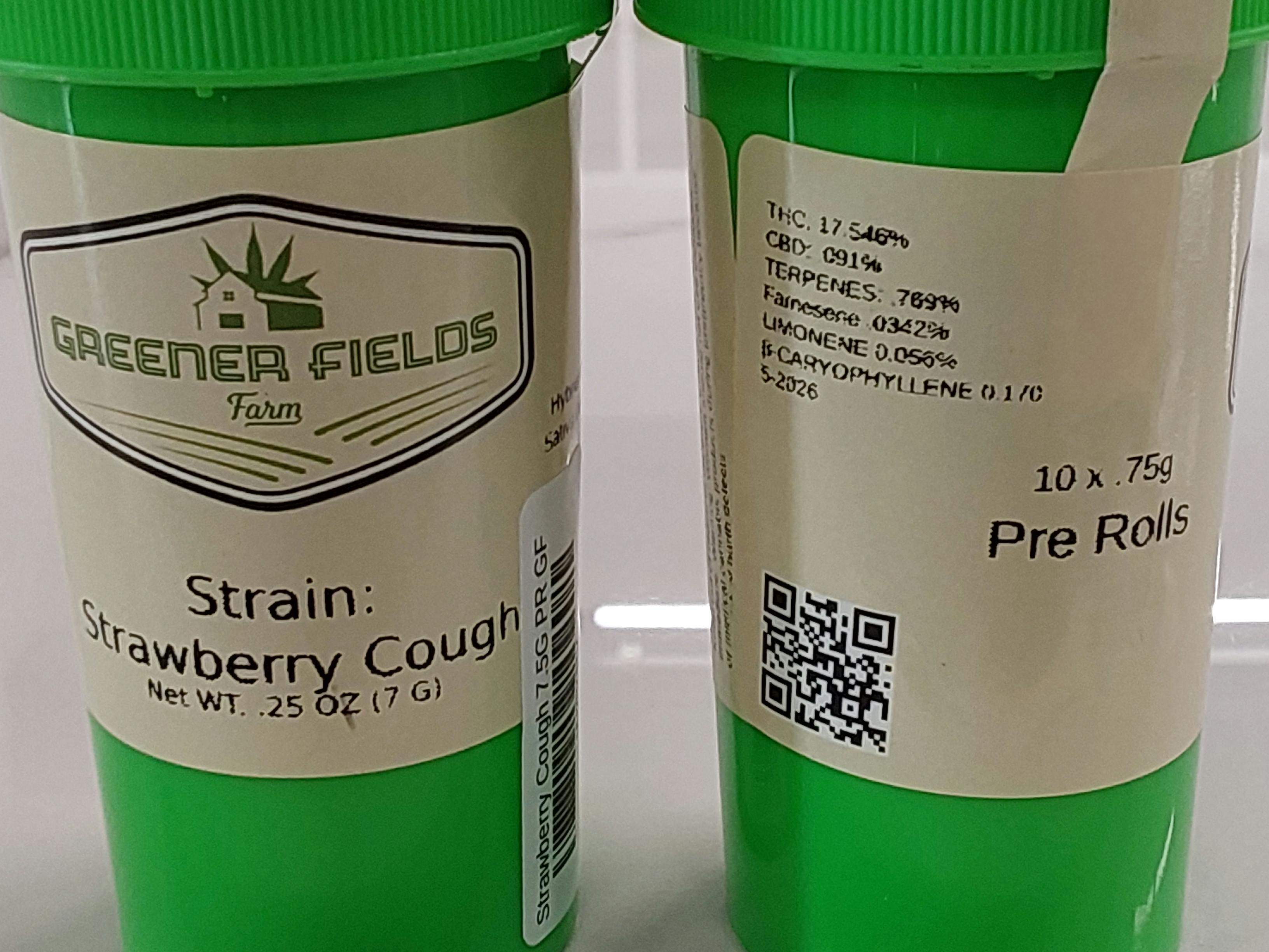 Strawberry Cough | 7.5G (10X0.75G) PreRolls | Greener Fields