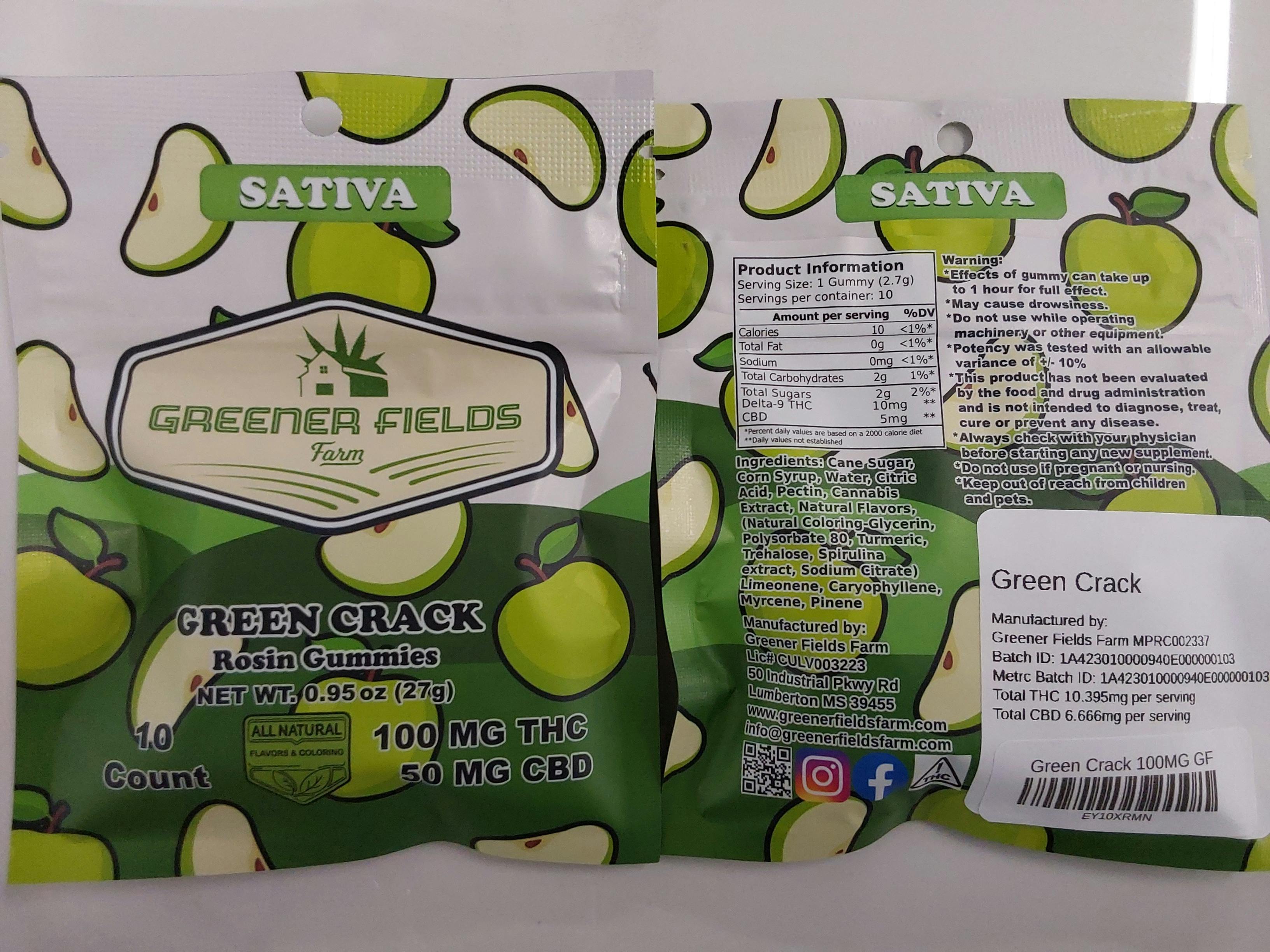 Green Crack | 100MG Gummies | Greener Fields