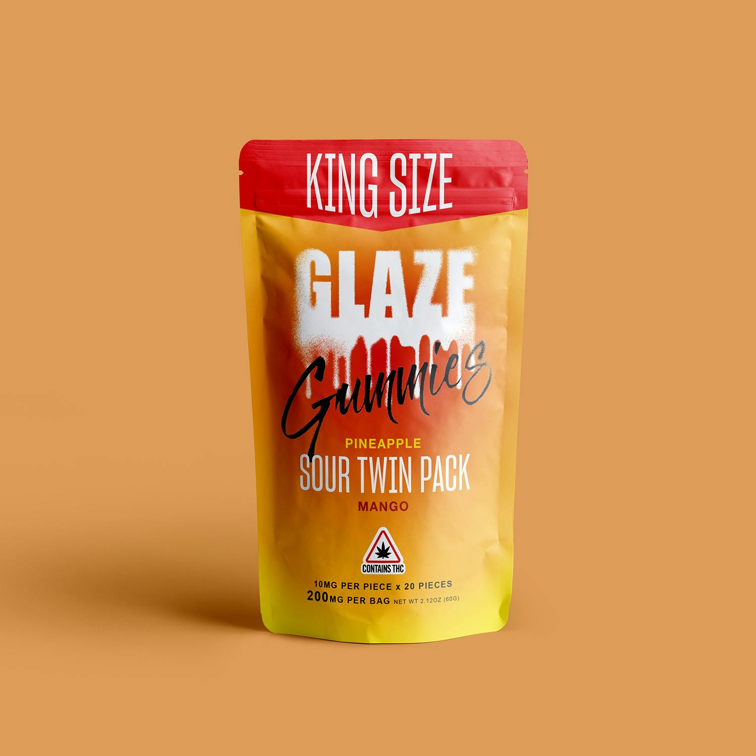 Glaze | Sour Twin Pack Pineapple + Mango Gummies | 200mg by Glaze