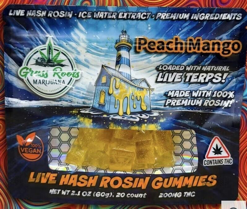 Grass Roots | Peach Mango | Hash Rosin Gummies | (200mg)