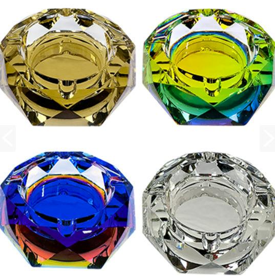 4" Faceted Octagon Iridized Glass Ashtray