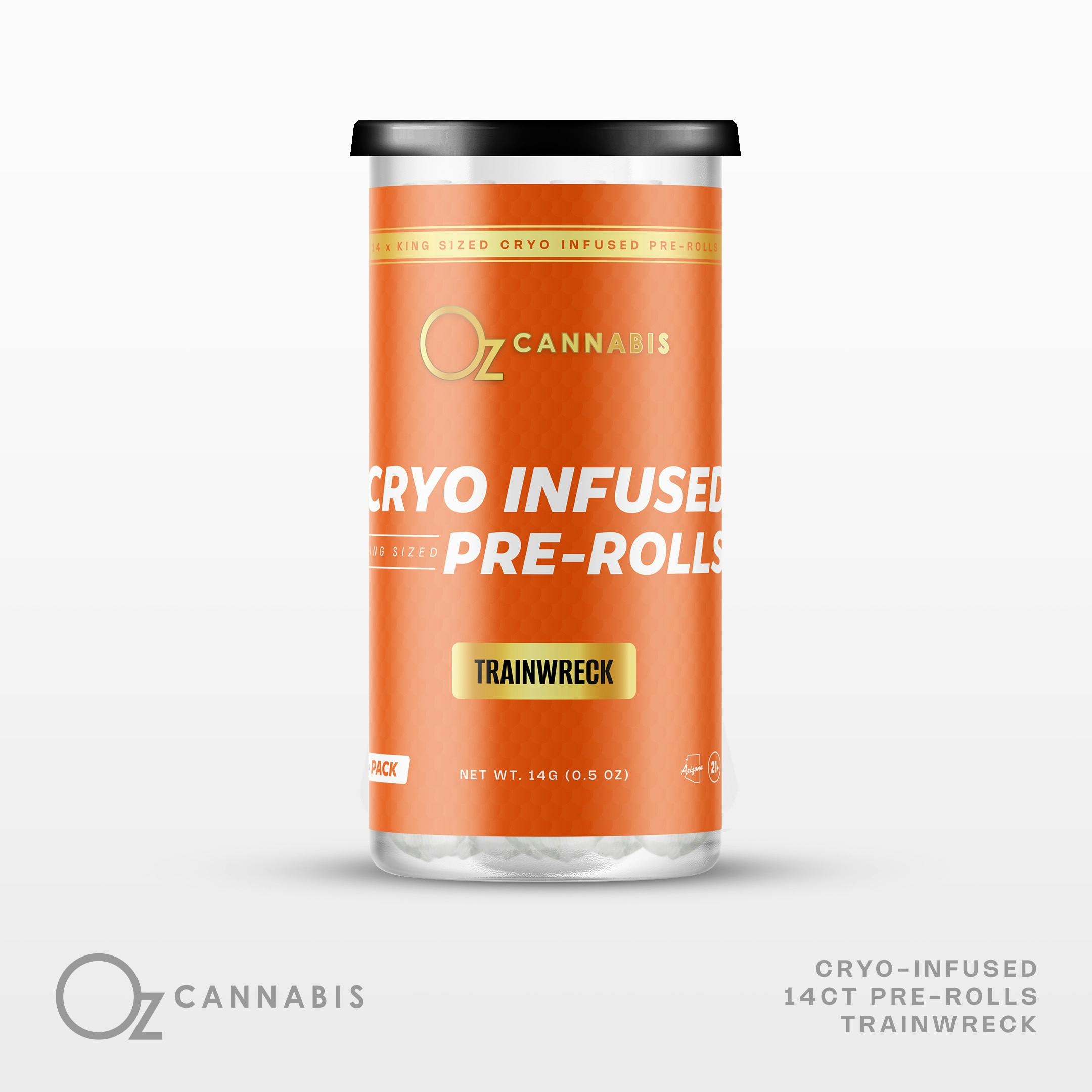 Oz Cannabis Infused Preroll Pack 14g Trainwreck