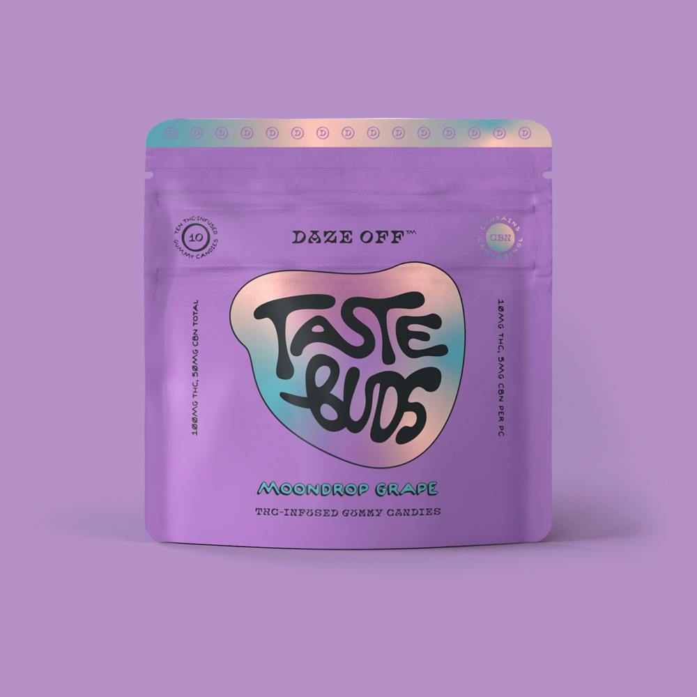 Daze Off Taste Buds Moondrop Grape Hundo 100mg Indica at Mystic Greenz