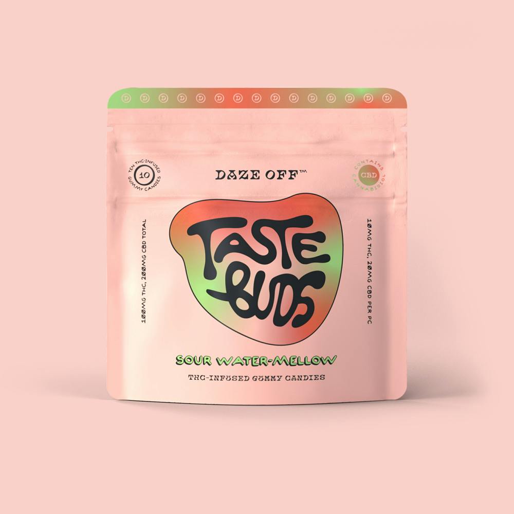 Daze Off Taste Buds Sour Water Mellow Hundo 100mg Sativa at Mystic Greenz