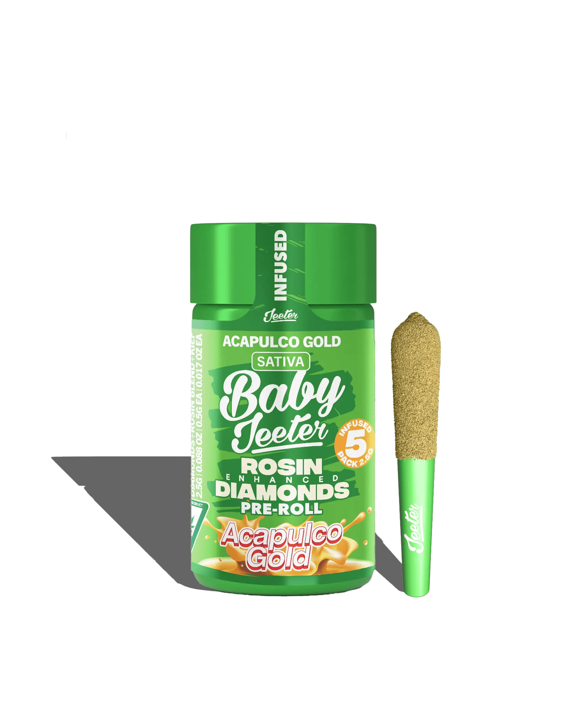 Jeeter Infused Baby 5pk Pre rolls 2.5g Acapulco Gold Sativa at Mystic Greenz