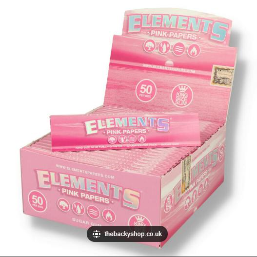 Elements Pink King Size Slim Rolling Papers Each