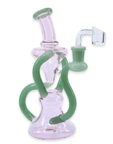 Plain Jane Glass : Recycler Rig 8" - Pink/Green