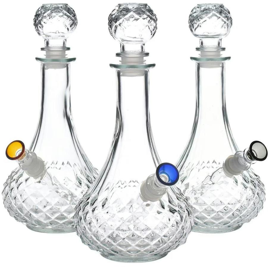Vintage Decanter Style Glass Water Bong w/ Cap - 8.25"