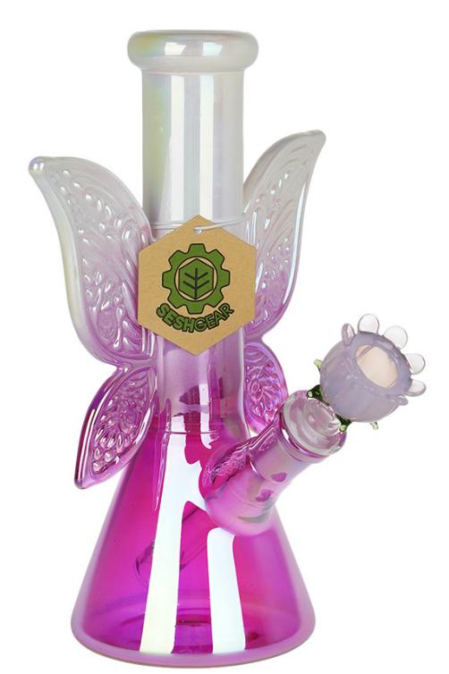 SeshGear : Flowering Fairytales Beaker Glass Water Bong - 8.75"