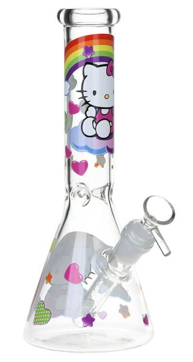 Greetings Feline Kitty Glass Beaker Water Bong - 10" Glass