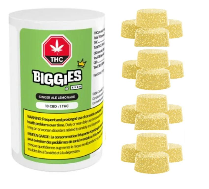 Biggies : Ginger Ale Lemonade Live Resin Chews Multi Pack - THC2.5:CBD25mg - 16pcs