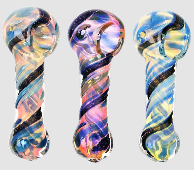 Spiral Fumed Dicro Glass Hand Pipe - 3.75"