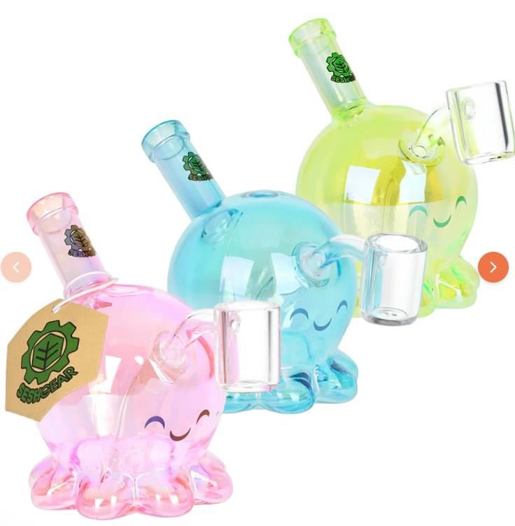 SeshGear Sweet Octopus Neon Glass Dab Rig - 3.75" / 10mm F
