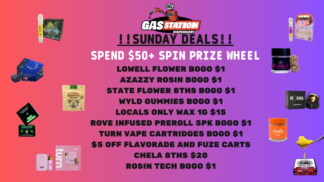 SUNDAY WHEEL SPIN!! at Gas Station Dispensary Weedmaps