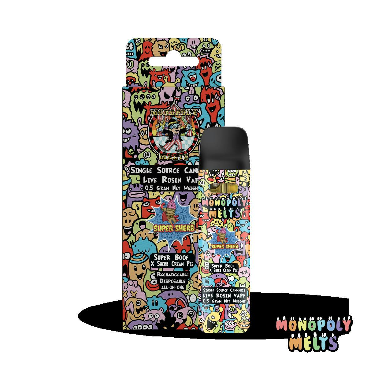 Super Sherb Live Rosin Disposable Cartridge | Monopoly Melts | .5g