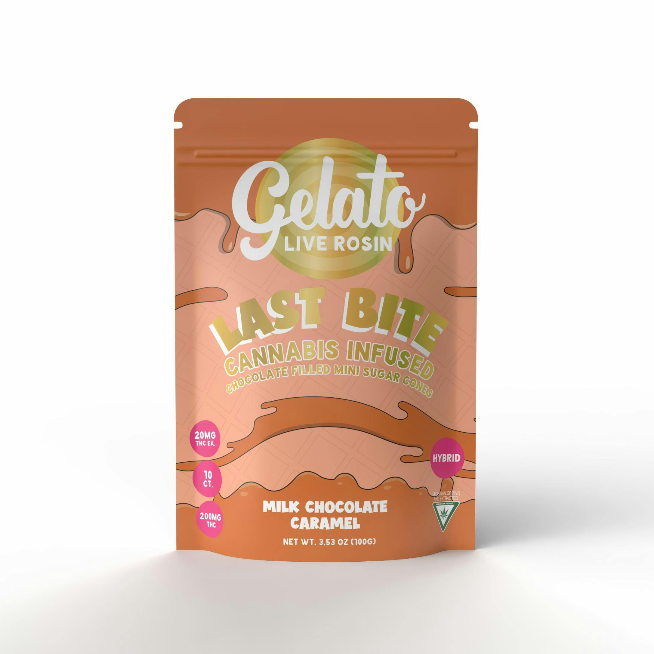 Milk Chocolate Caramel Filled Last Bite Mini Sugar Rosin Waffle Cones | Gelato | 200mg