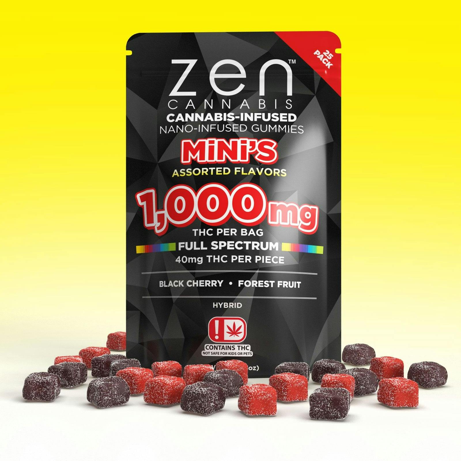 ZEN - 1000MG BLACK CHERRY & FOREST FRUIT GUMMIES(H)