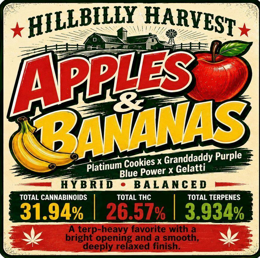 28G - HILLBILLY HARVEST - APPLES & BANANAS smalls