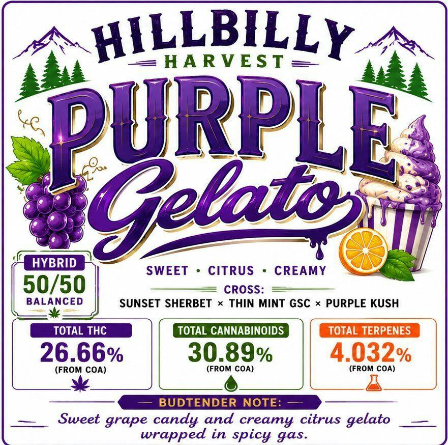 10G - HILLBILLY HARVEST - PURPLE GELATO(SH)